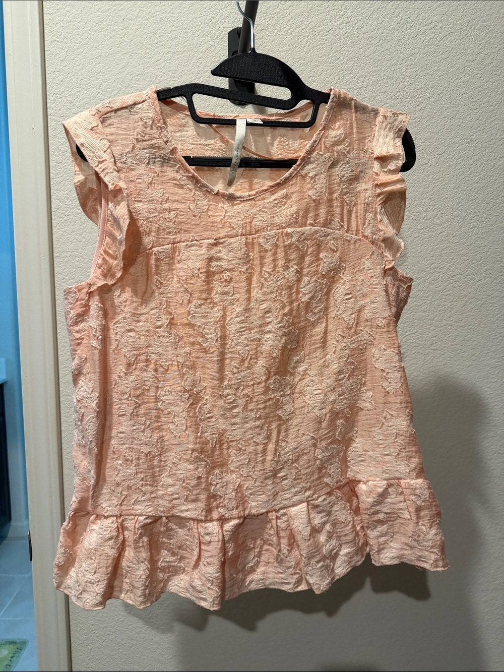 Peach Ruffle Hem Sleeveless Top - Women